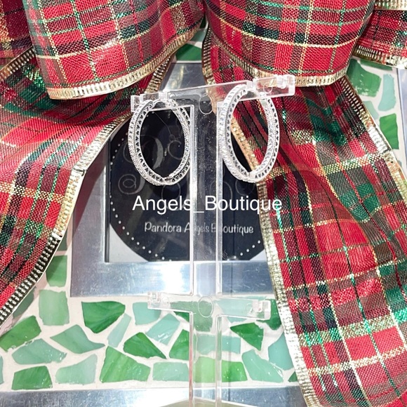 New Pandora Hearts of Pandora Hoop Earrings, Clear Cubic Zirconia, 27mm - Picture 5 of 7